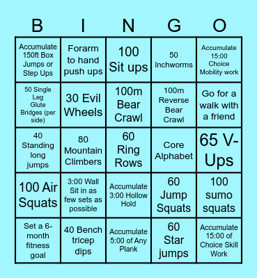 Bodyweight Bingo Card