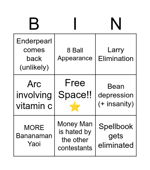 BS Prediction Bingo Card