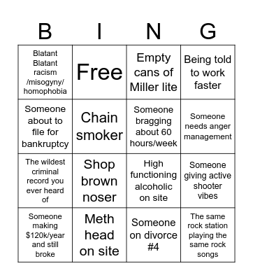 Apprentice Bingo Card
