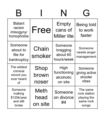 Apprentice Bingo Card