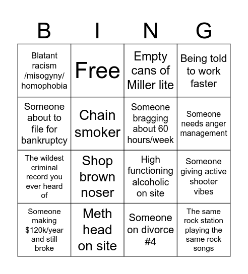 Apprentice Bingo Card