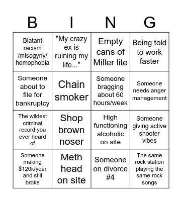 Apprentice Bingo Card