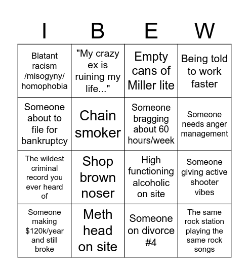 Apprentice Bingo Card