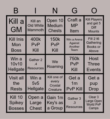 We Roaming Bingo Card