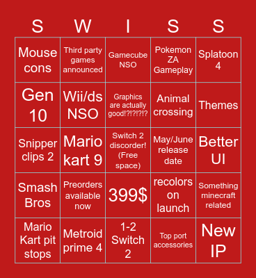 Switch 2 discord Direct Bingo! Bingo Card