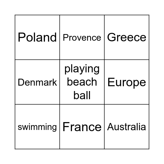 Sports are fun Bingo Card