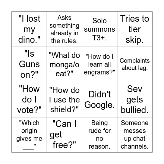 Primal Fear Bingo Card