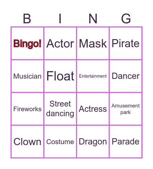 Celebrations Bingo Card