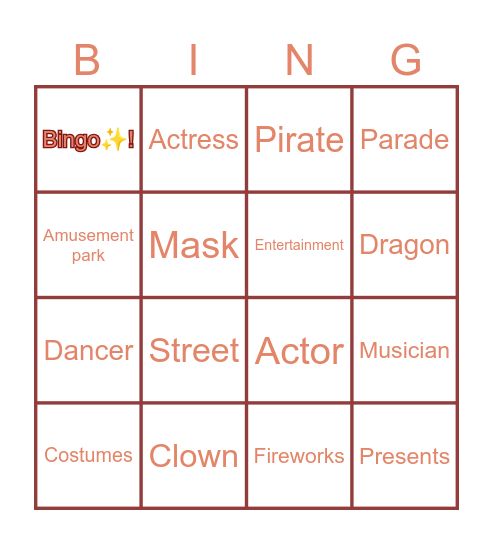 Celebrations Bingo Card