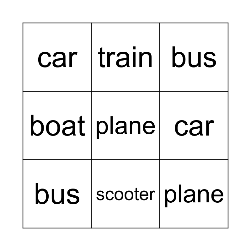 Lesson 5 Bingo Card