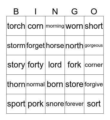 or - Phonics Bingo Card