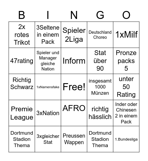 FIFA BINGO Card