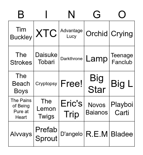 Lilycore Bingo Card