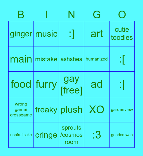 fruitcake bingo Card