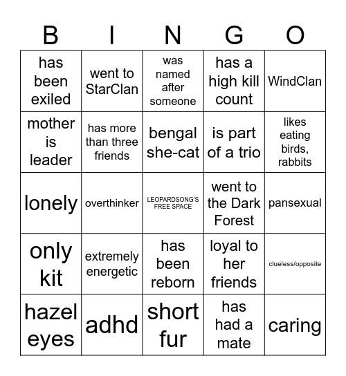 LEOPARDSONG BINGO Card