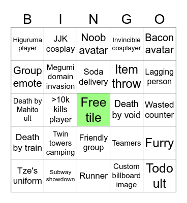 JJS bingo Card