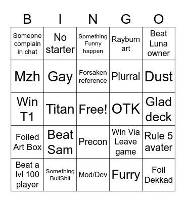 Blox Card Bingo Card