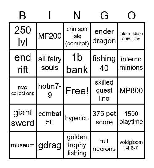 HYPIXEL BINGO 2025 Bingo Card