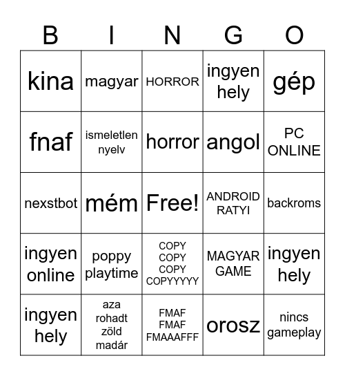online Bingo Card
