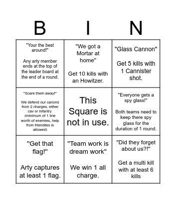 33rd Monthly Bingo Card