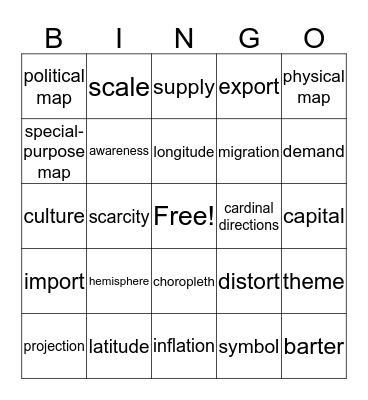 geography Bingo Card