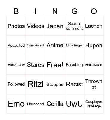 Hangout Bingo Card