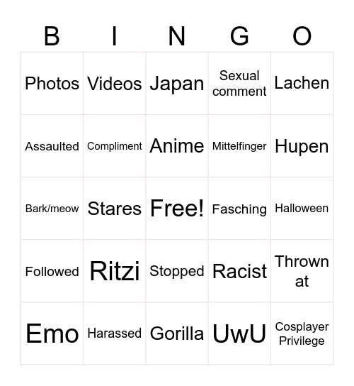 Hangout Bingo Card