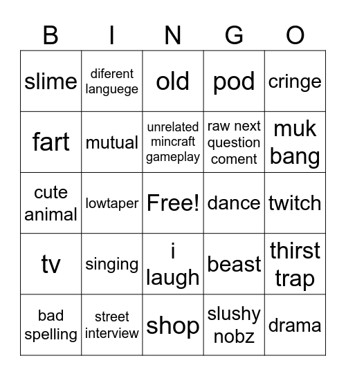 tiktok2 Bingo Card