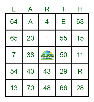 Earth Day Bingo Card