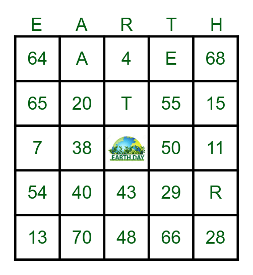 Earth Day Bingo Card