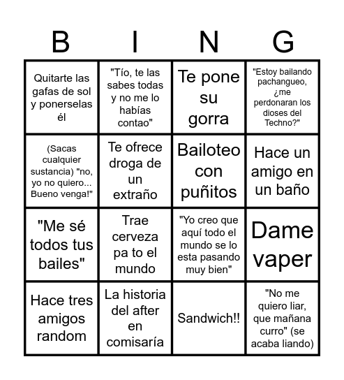 Andres Bingo Card