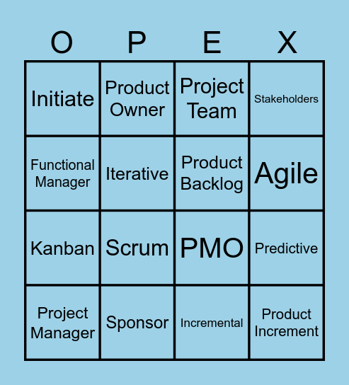 OPEX Bingo Card