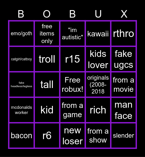 avatar bingo Card