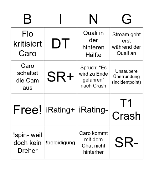 Caro Endu Bingo Card