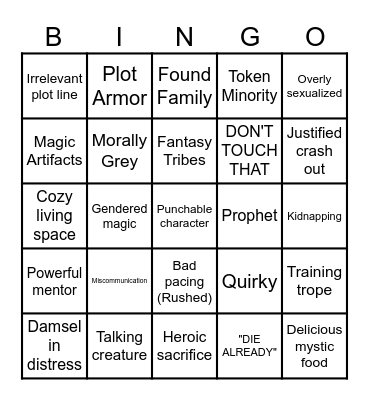 FANTASY MOVIES Bingo Card
