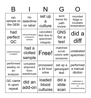 Lab Week Bingo Card