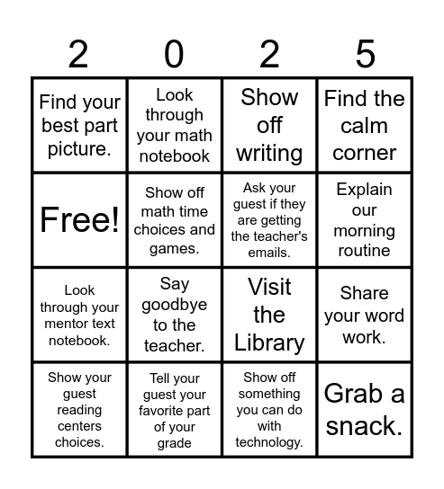 Welcome to Open House Bingo Card