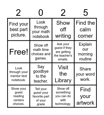 Welcome to Open House Bingo Card