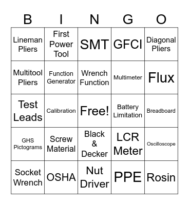 Applied Engineering Quiz 5 Midterm Review Bingo Card