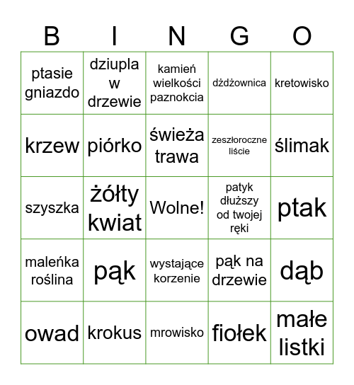 Wiosenne Bingo Card