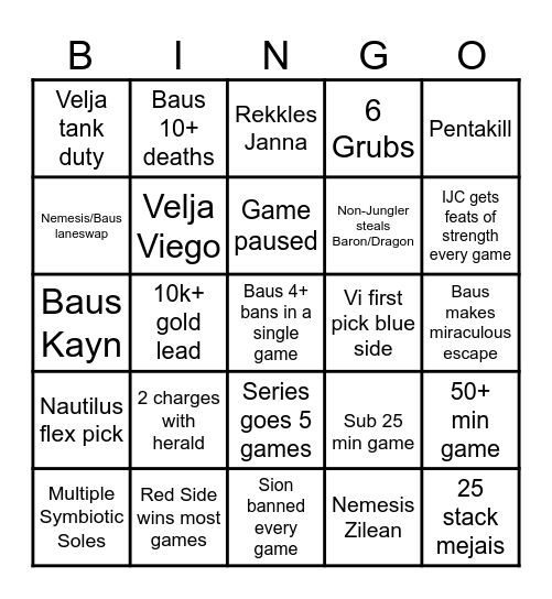 LR EMEA FINALS Bingo Card