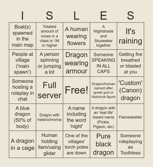 DISTANT ISLES SCAVENGER HUNT Bingo Card