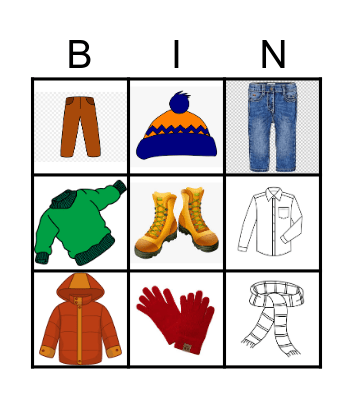 Clothes, clothes, clothes! Bingo Card