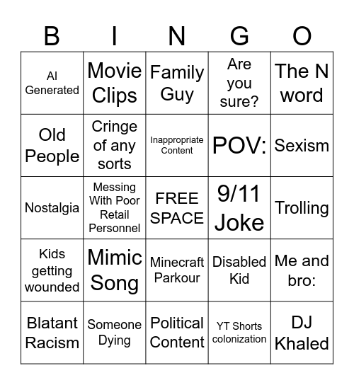 IG Reels Bingo Card