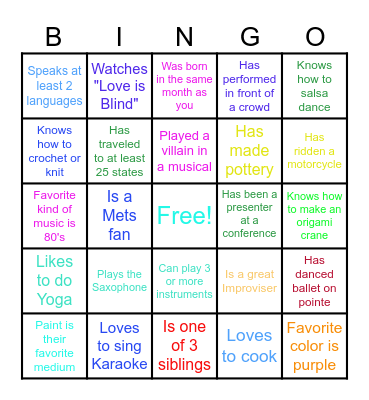 Creative Arts Therapy Week Bingo!! Bingo Card
