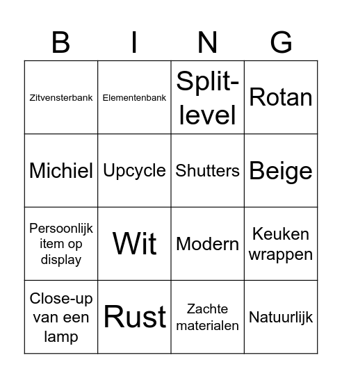 Vtwonen bingo v2 Bingo Card