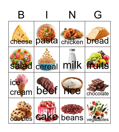 Food bingo Card