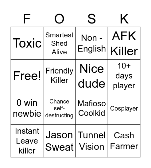RBLX Forsaken BINGO Card