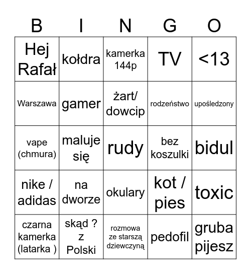 Rafał Bingo Card