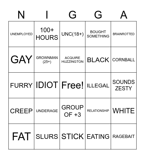 ROBLACK Bingo Card